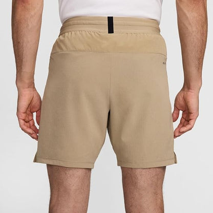 Nike Flex Rep 4.0 Men's Dri-FIT 7" Unlined Fitness Shorts (Khaki/Black/Black, FN3004-247) Size Medium