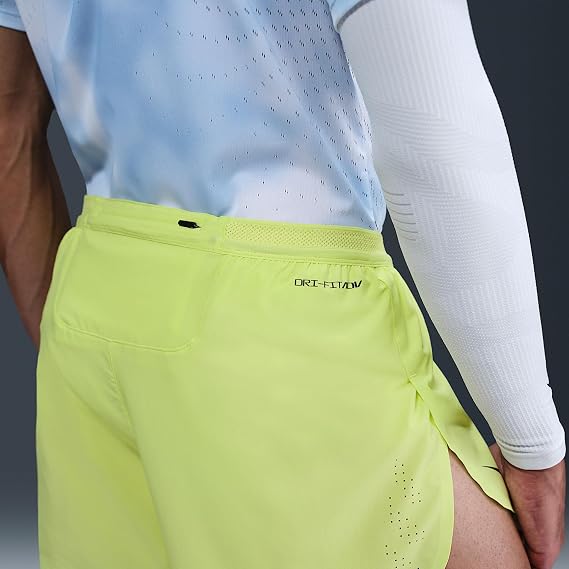 Nike AeroSwift Men's Dri-FIT ADV 4" Brief-Lined Running Shorts (FN3352-736, Light Lemon Twist/Black) Size Medium